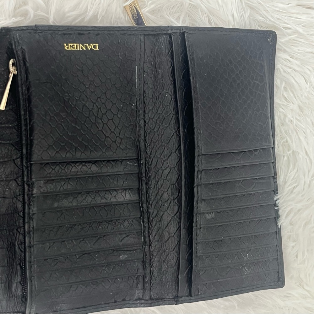 Danier Vintage Leather Python Embossed Black Wall… - image 5